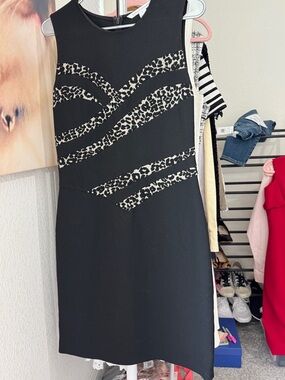 DVF Black Dress Stretch/bodycon Sz 8